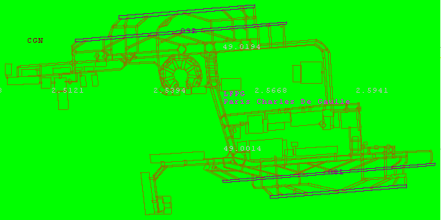Image of LFPG airport, Charles Degaulle, from FlightGear data.
