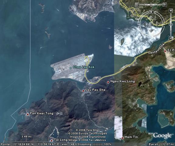 Google Earth image of the HK a/p region