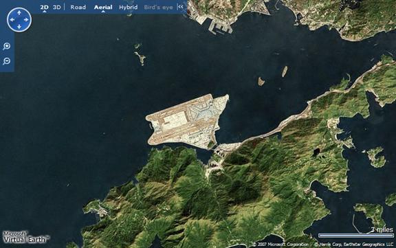 Microsoft Virutal Earth image of HK a/p region