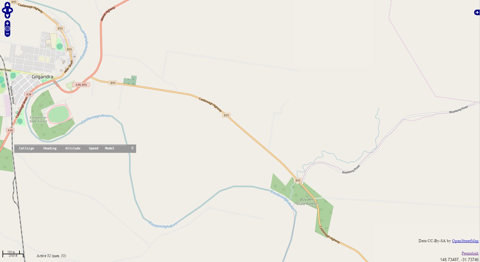 From OSM data - display of 'missing' Bearbong Road