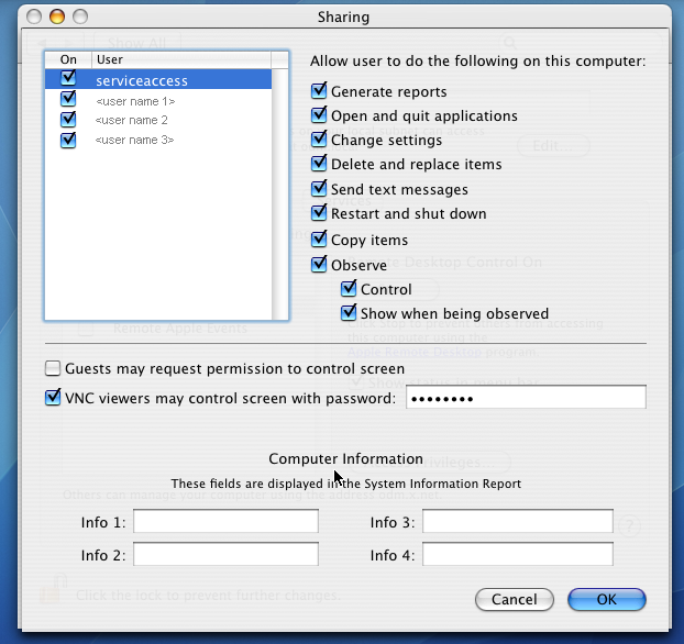 change mac password for vnc